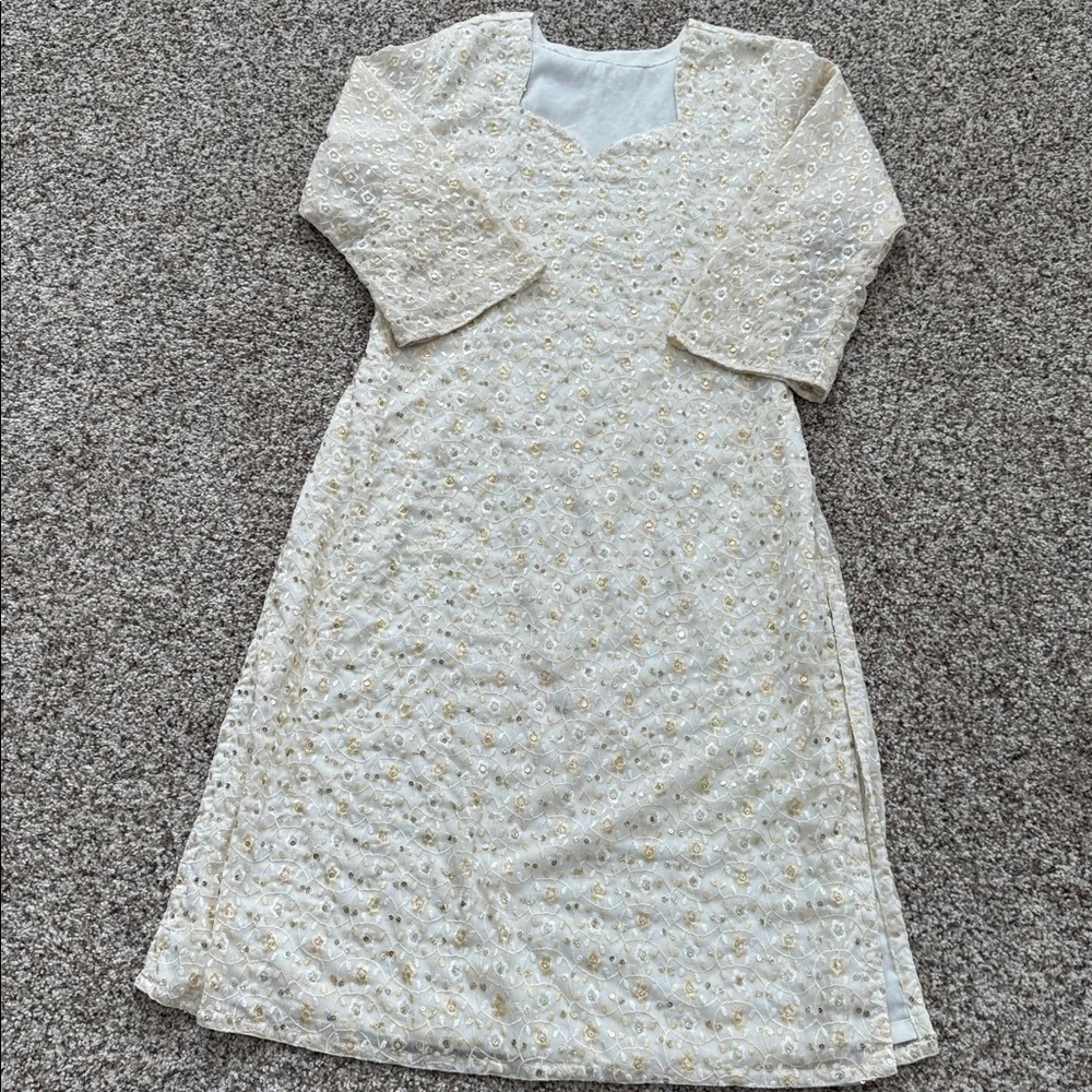 Embroidered  3 piece punjabi dress Set with salwar kurta and dupatta - Picture 3 of 13